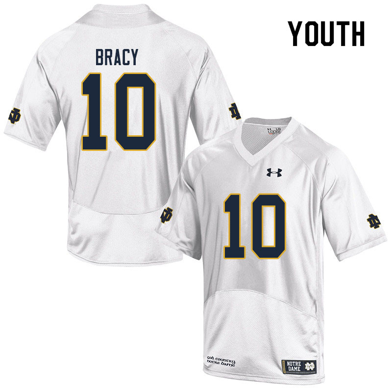 Youth NCAA Notre Dame Fighting Irish #10 TaRiq Bracy Stitched College Under Armour Authentic White Football Jersey GM10M85EY